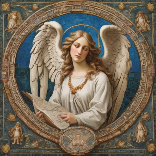 A guardian angel oversees a colorful mosaic of borrowers and their loans to maintain financial stability