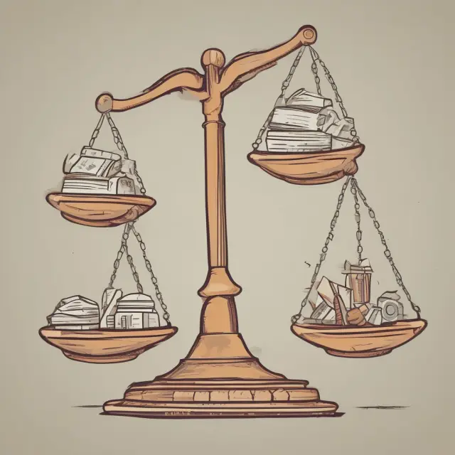 An ornate scale balances five gold coins, symbolizing Capacity, Capital, Conditions, Character, and Collateral - crucial factors for assessing credit risk.