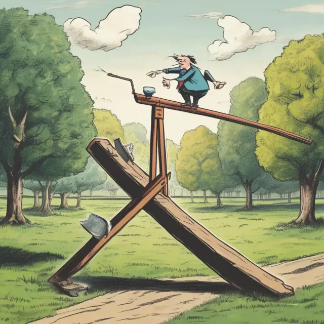 A balanced see-saw depicting the relationship between a corporate bond and its Treasury counterpart, representing bond credit spreads
