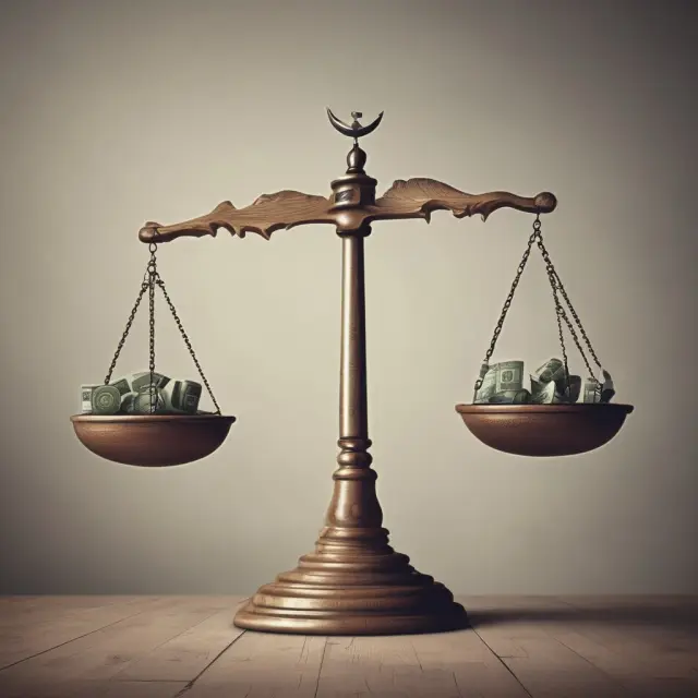 An institutional investor holding a scale, with one side filled with bond indexes and the other featuring credit spread options strategies