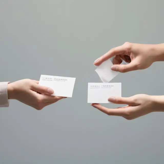 Two individuals exchanging business cards with bows, symbolizing respect and effective cross cultural communication
