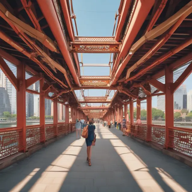 Two sides of a bridge symbolizing different cultures, individuals from both sides adapting to meet in the middle for successful international business transfers