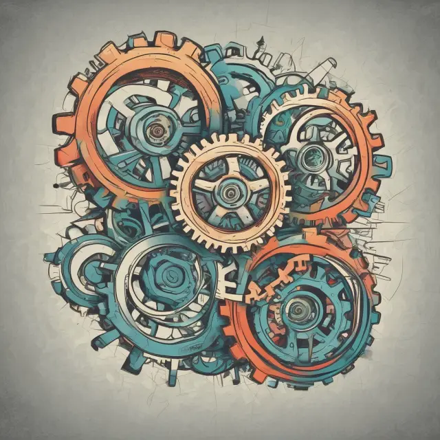 Two interconnected gears symbolizing Cross Elasticity of Demand and Supply in economics.