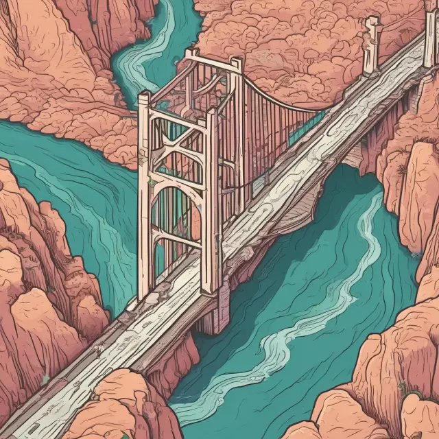 Three interconnected rivers representing Kickstarter, Indiegogo, and GoFundMe flowing towards a bridge symbolizing successful campaigns