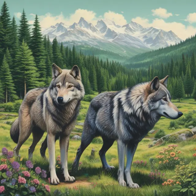 Three wolves symbolizing economic, social welfare, and infrastructure sectors in competition for resources
