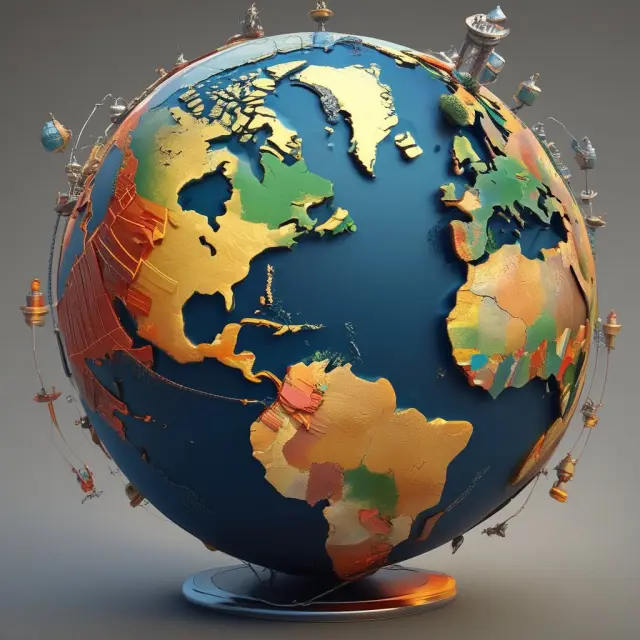 Three countries - the United States, Saudi Arabia, and Russia - depicted as giants atop a dynamic globe, symbolizing their influence on the crude oil market