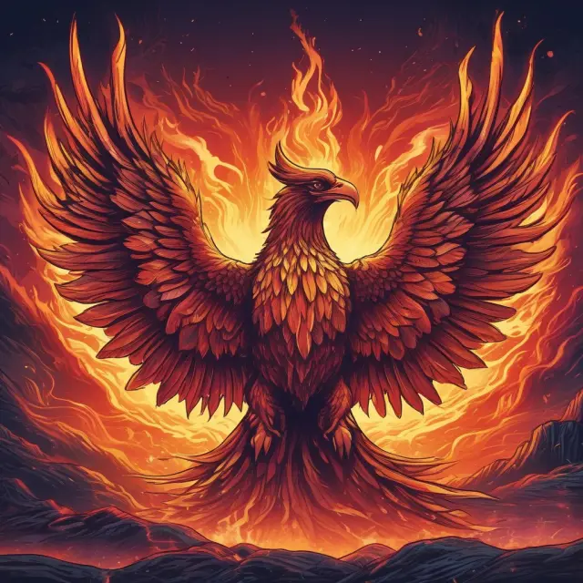 Phoenix symbolizing crypto tokens rising above traditional finance, merging with banks and payment systems