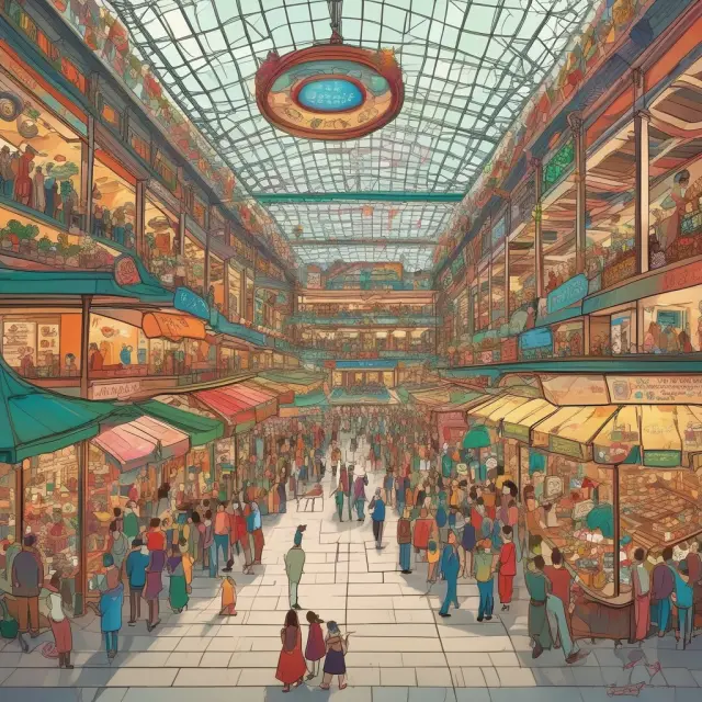 An image of a diverse crowd engaging in transactions at a C2C marketplace, symbolizing the exchange between buyers and sellers on third-party platforms