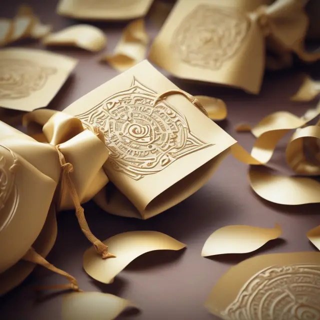 An image of golden scrolls emerging from a graduation cap, representing frequently asked questions.