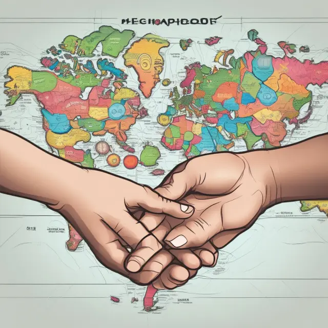 Two hands exchanging colorful coins over a world map, symbolizing currency exchange transactions