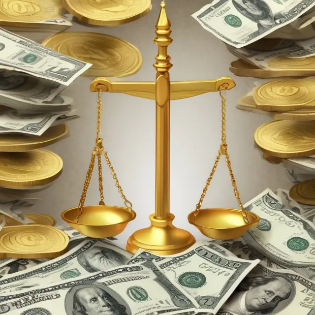 Scales balanced with gold coins representing various currencies, illustrating the delicate balance of exchange rates.