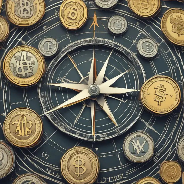 A compass with two pointers, one labeled 
