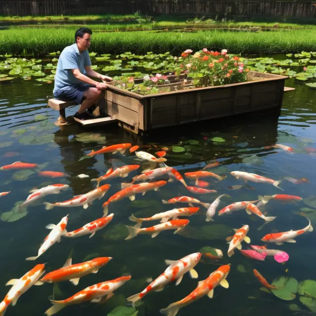 Koi fish represent currencies in a currency carry trade, swimming from a low-interest Japanese pond (BoJ) to a high-yielding Australian lotus pond. This image symbolizes the strategy