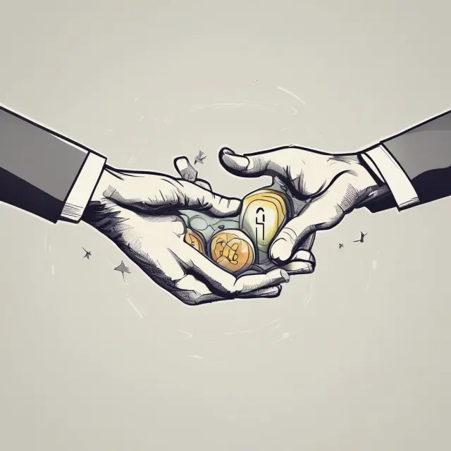 Two hands shaking on currency symbols: currency swap agreement, access to local capital markets and interest rate risk management