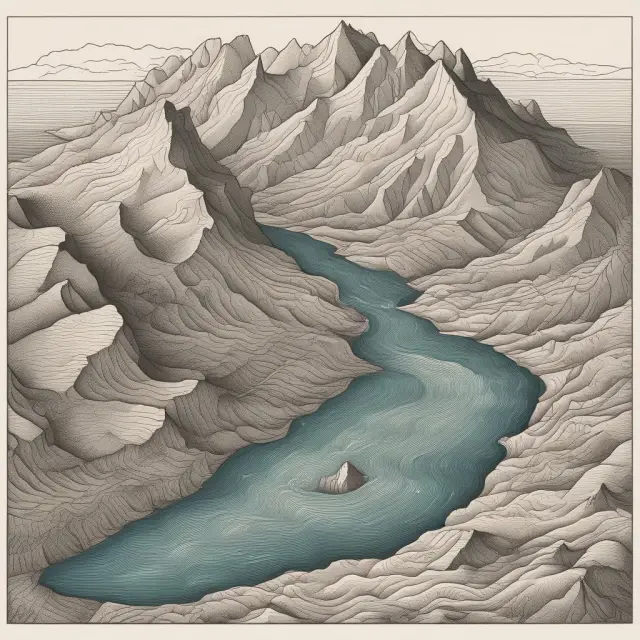A river signifying current assets and mountains for non-current assets on a balance sheet
