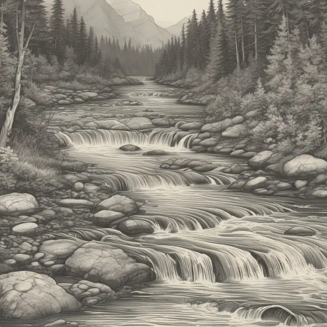 A dynamic image of a winding river carrying various current liabilities such as accounts payable, short-term debt, and taxes payable, highlighting their role in a company