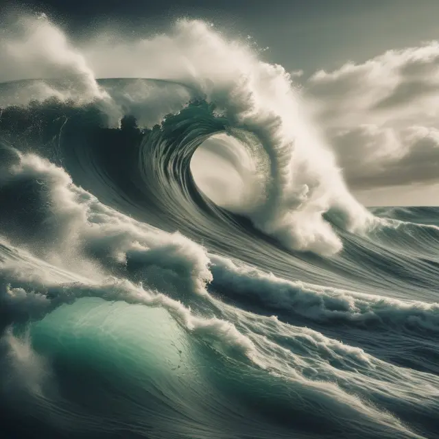 A metaphorical image showing a large wave of current liabilities approaching a boat representing a company