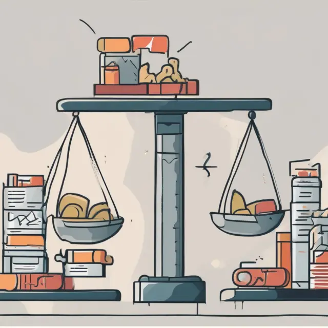 Scale representing balanced current assets and liabilities, with inventory and accounts payable