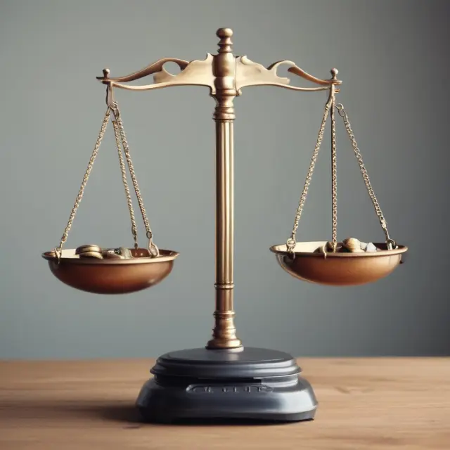Scale with current liabilities represented by weights on one side, demonstrating the impact on a company