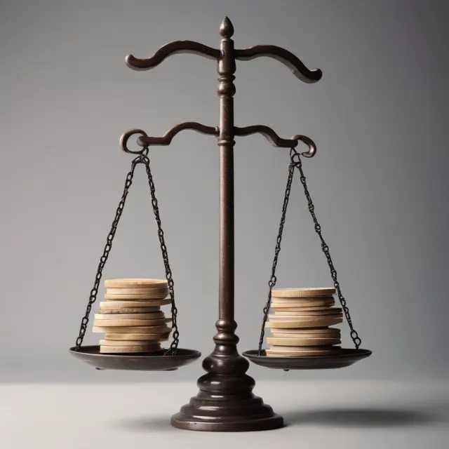 Balance scale with one side weighing current liabilities as a reminder of a company
