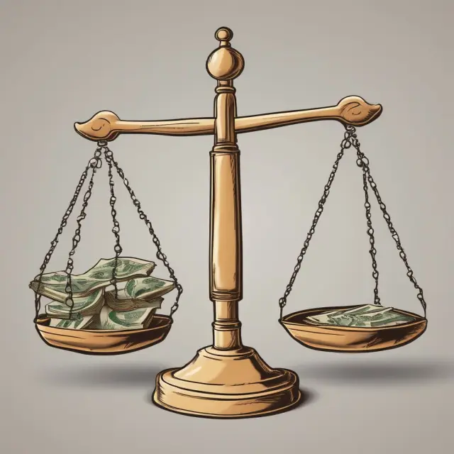 Two scales balanced with current assets on one side and current liabilities on the other, representing a current ratio calculation