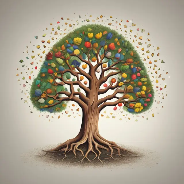 A protective tree with various seeds symbolizing custodial investment options, illustrating risk management and growth