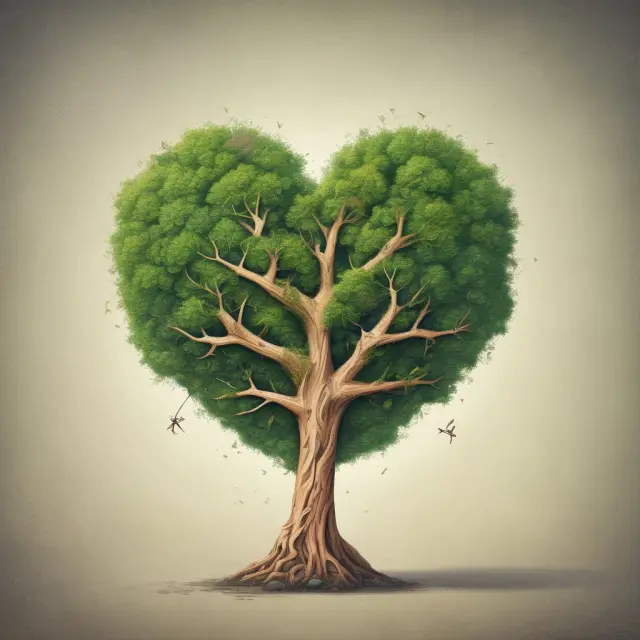 A tree blooming from the heart of a customer, symbolizing growth through effective feedback and communication