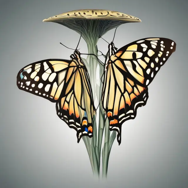Two butterflies with different markings symbolize Traded and Non-Transferable Contingent Value Rights. Their movements illustrate the stock exchange and shareholder distribution methods.