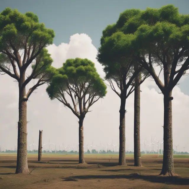 Two trees growing and shrinking in tandem, symbolizing the economic cycles of industries with cyclical stocks