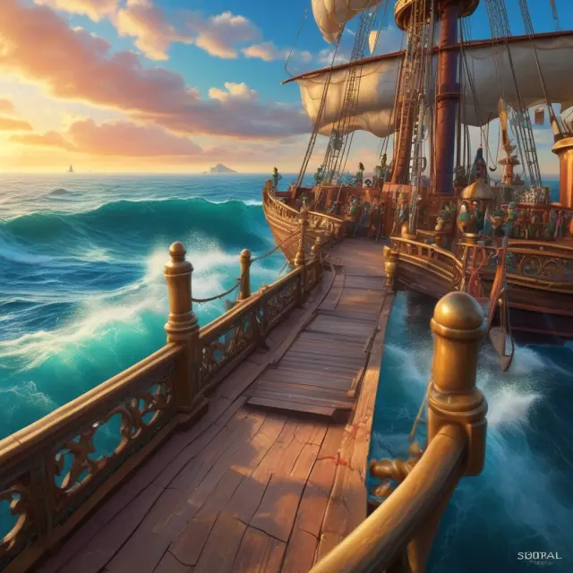A sailboat named Disney navigating through a turbulent sea with economic expansion and recession represented as swelling waves