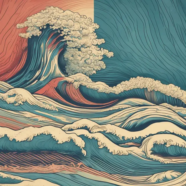 A metaphorical image of two interconnected ocean waves symbolizing cyclical and seasonal unemployment.