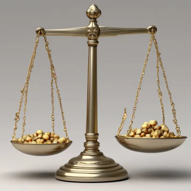Golden nuggets symbolizing DAC on a balance scale with FASB guidelines maintaining equilibrium