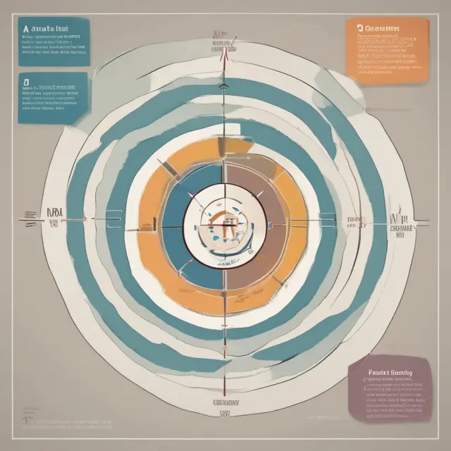 A marketer holds a compass guiding a crowd through the four stages of the ACCA formula: awareness, comprehension, conviction, and action.
