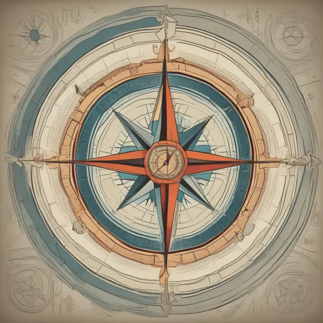 A compass with its needle pointing towards different market segments: demographics, geographics, and psychographics to help marketers reach their target audience.