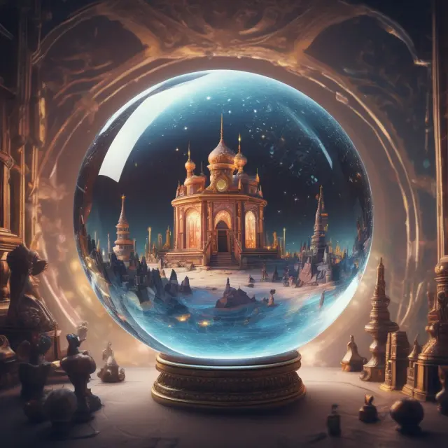 A crystal ball showcases the essential components of the DAGMAR model, representing the importance of clear and persuasive advertising communication
