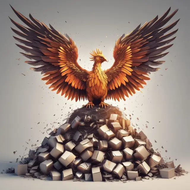 Phoenix rising from a mountain of data, representing Dun & Bradstreet