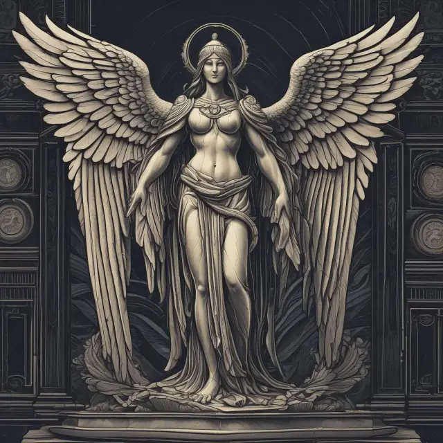 An angel with SEC insignia safeguards a group of interconnected dark pools, symbolizing transparency and fair regulation.