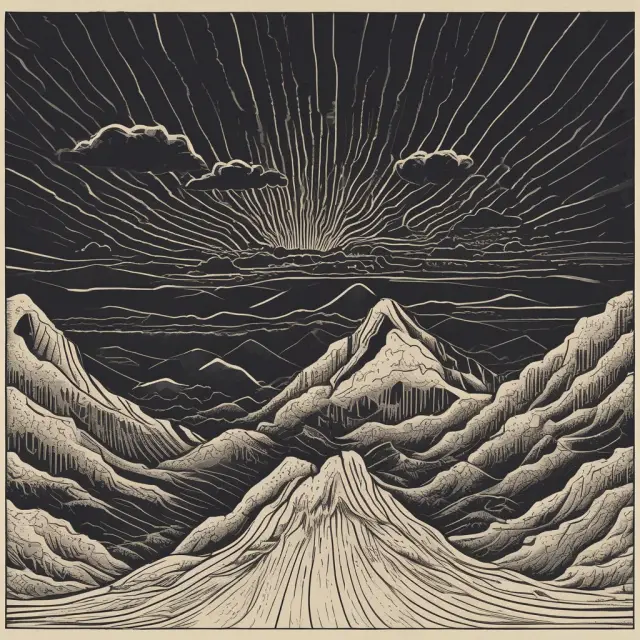 A dark cloud pattern developing over a mountain range with an uptrend line, representing the five criteria for identifying Dark Cloud Cover patterns in financial markets