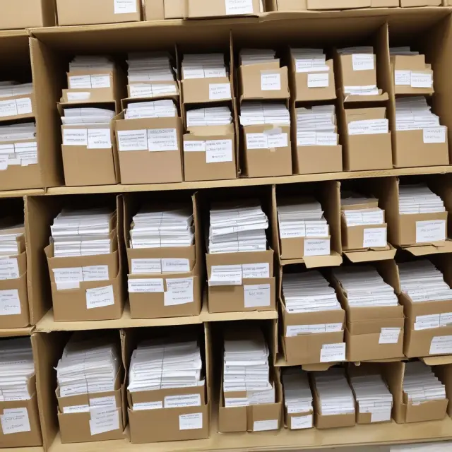 Sorting cards into labeled boxes to clean and organize data for precise analysis.