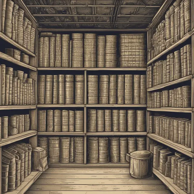 A data warehouse overflowing with historical data, with a miner extracting insights via data mining