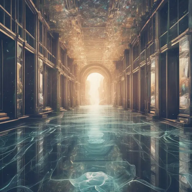 Data lake transforming into a structured, transparent data warehouse, fueling Business Intelligence and informed decision-making