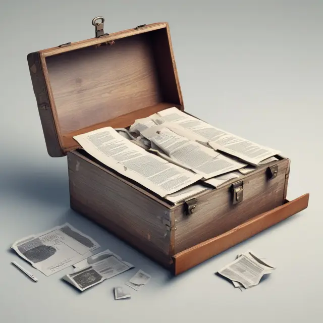 A time capsule holding various pieces of historical business data, symbolizing the power of a data warehouse for discovering trends.