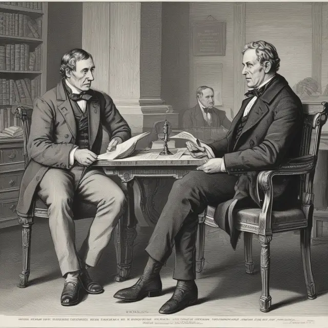 A time traveler converses with David Ricardo in a study filled with scrolls, creating labor value and discovering comparative advantage.