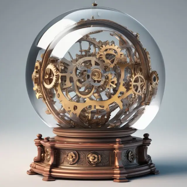 Crystal ball with interconnected gears - The DAX Index as a leading economic indicator