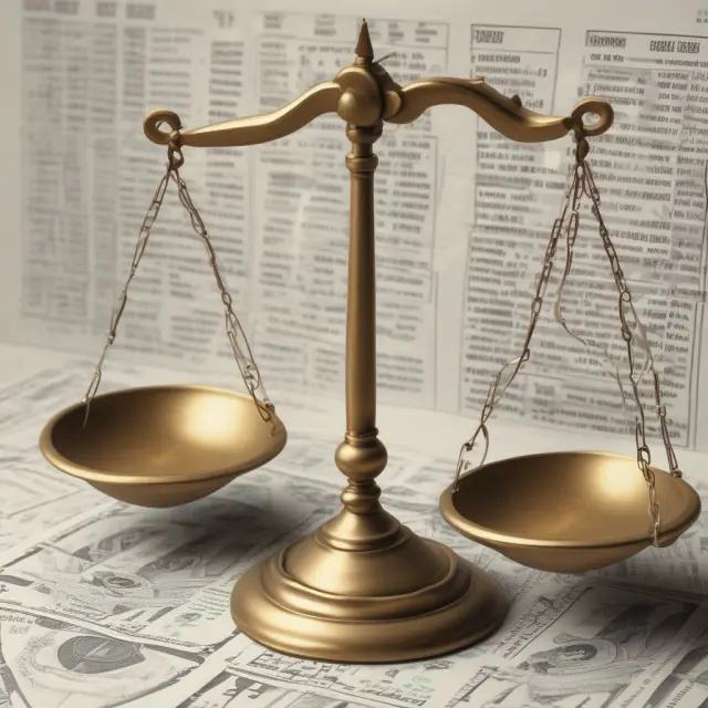 Treasury bond atop a set of scales with varying weights representing different days in the coupon period using actual/actual day-count convention