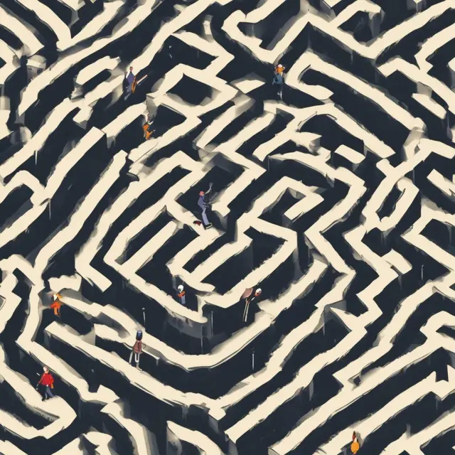 An investor examines a maze, using Days Sales of Inventory (DSI) ratios as guiding compasses to navigate efficiently through various companies