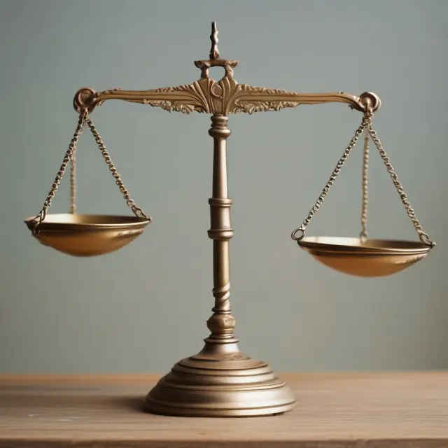An image of a balanced scale representing the equilibrium between a company