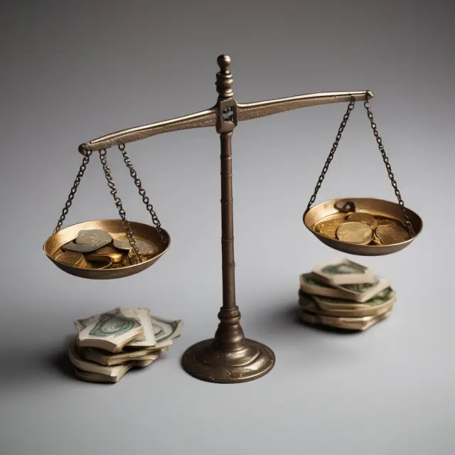 Two sets of scales illustrating the impact of financial leverage on EPS volatility
