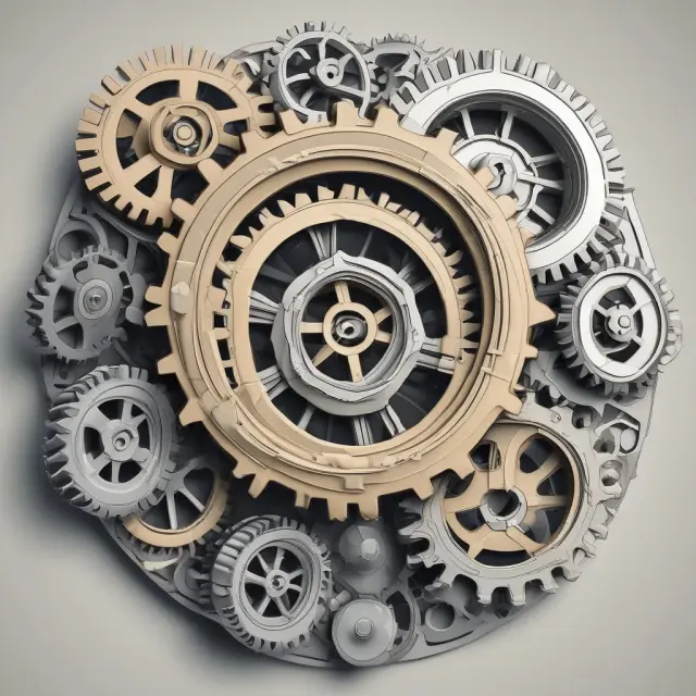 Two gears representing Operating and Financial leverage intertwining to calculate Degree of Combined Leverage