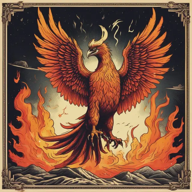 An ephemeral Phoenix emerging from bear market flames, representing the misleading dead cat bounces in stock markets